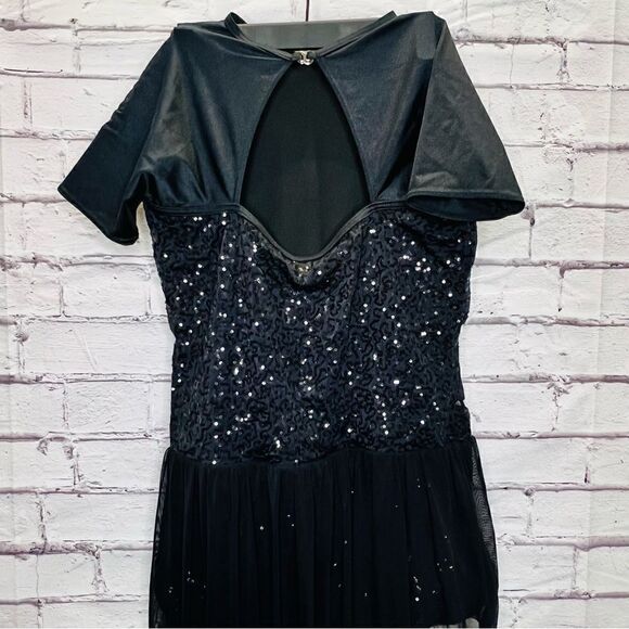 weissman dance costume 11064 Black Sequin Dress Large - Picture 5 of 10